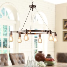 Rustic Dining Room Light Fixtures Chandelier Brushed Nickel ... - Rustic Dining Room Light Fixtures Chandelier Brushed Nickel Ceiling Round 6  Bulb