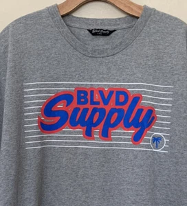 Camiseta gris XL BLVD Supply Spellout Palm Tree para hombre - Imagen 1 de 7