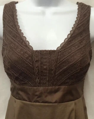 Vestido MOULINETTE SOEURS Anthropologie marrom renda sem mangas Gertie Empire Boho - Imagem 1 de 4