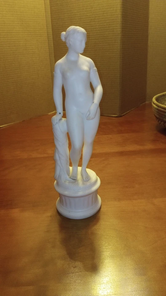 Antigua estatuilla bisque "esclava griega" de Hiram Powers 13" -1885 regalo de boda Foto 1 de 4