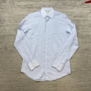 SuitSupply Button Shirt 15 Blue White Outdoors Formal Dress 38 Traveler Prep Men - Picture 1 of 13