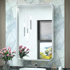 16 X 24 Inch Silver Bathroom Wall Mirror Vanity Metal Frame round Corner Rectang - Picture 1 of 8
