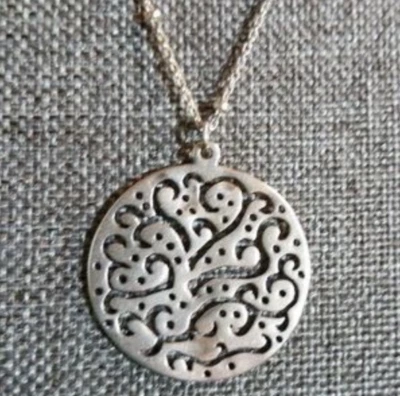Silpada Cut Above Necklace 925 Sterling Silver Filigree Circle Bead Chain N2328 - Image 1 of 4
