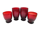 Lot of 4 Vintage Anchor Hocking Ruby Red Glasses 2 Juice 2 Cordial