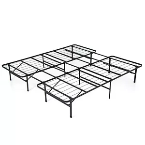 Queen/ King Folding Metal Platform Bed Frame 13 Inch Mattress Foundation 660 LBS - Picture 1 of 9