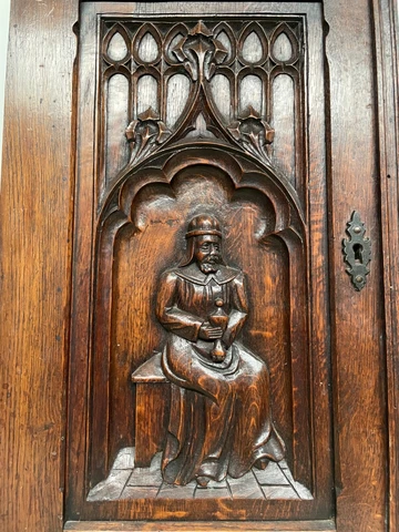 Stunning Gothic Revival Door panel Carved in oak Cover