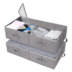 Paquete de 2 contenedores de almacenamiento de ropa plegables debajo de la cama caja organizadora grande con mango - Imagen 1 de 10