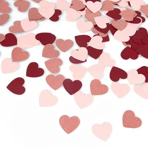 Rose-Gold Pink Burgundy Party Decorations - 300Pcs Paper Heart Confetti Girl ... - Picture 1 of 5