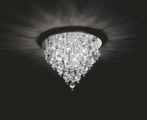 ROTONDO PLAFONIERA PICCOLA STRUTTURA IN METALLO CROMATO E CRISTALLI 9 LUCI - Imagen 1 de 1