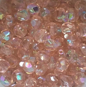 50 ROSALINE AB CZECH GLASS FIRE POLISH BEADS 6MM COLOUR NO. 7010AB - Picture 1 of 4