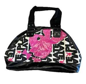 Y2K PLAYBOY ESTAMPADO TOTAL ROSA NEGRO BLANCO MINI BOLSO DE LONA LOGO CONEJITO (99) - Imagen 1 de 4