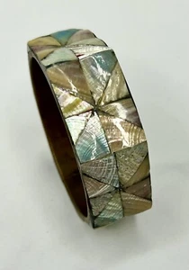 Vintage Mosaik Abalone Armreif geometrisches Heptagon Armband - Bild 1 von 10