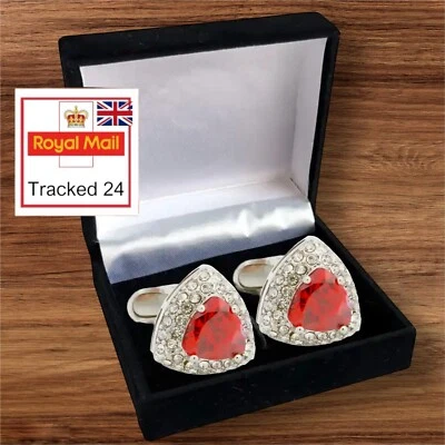 MENS PREMIUM Gemstone CUFF CUFFLINKS Wedding Gift Suit SET IN CUFFLINK BOX UK - Image 1 of 4