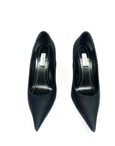 BALENCIAGA Black Spandex Pointed Toe Pump Heels Size 37.5 - Picture 1 of 8