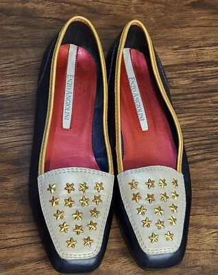 Enzo Angiolini Liberty Red, White And Blue Start Studded Leather Flats Size 7 - Image 1 of 4