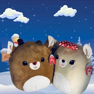 Squishmallow Natale. Rudolph la renna dal naso rosso e Clarice Set 14” Nuovo con etichette! - Foto 1 di 12