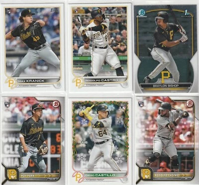 Pittsburgh Pirates Lot of 6 Rookie Cards Topps Bowman - Image 1 of 2