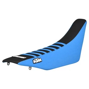 1998-2000 KTM SX-SXF gripper seat cover LIGHT BLUE/BLACK/LIGHT BLUE ribs #395 - Picture 1 of 5