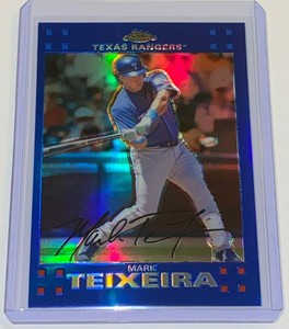 2007 Topps Chrome Blue Refractor Mark Teixeira #181 MLB Texas Rangers Baseball