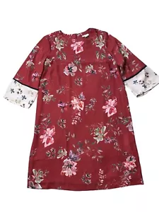 J. Jill Rust & Cream with Florals Print Shift Dress 3/4 Sleeves Size Small - Picture 1 of 15