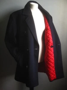VINTAGE RODEX OVER COAT 40 42 pure new wool navy blue long 60s London oversized - Imagen 1 de 23