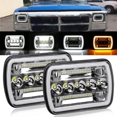 Faro LED Cromado Hi-Lo DRL Señal de Giro Apto para Dodge D100 D150 D250 D350 1981-93 Foto 1 de 4