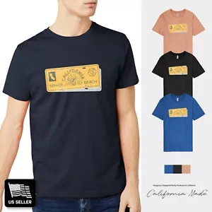 Mens Casual Graphic Print Ring Spun Cotton Venice California Beach Short Sleeve - Picture 1 of 12