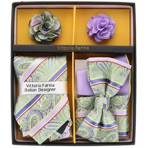 Corbata, pajarita, cuadrados de bolsillo y solapa de flores de diseño Vittorio Farina para hombre P - Imagen 1 de 63