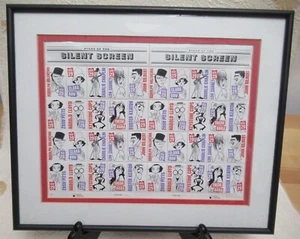 STARS OF THE SILEN SCREEN Official USPS 1993 Uncut Stamp Sheet Framed Hollywood - Picture 1 of 3