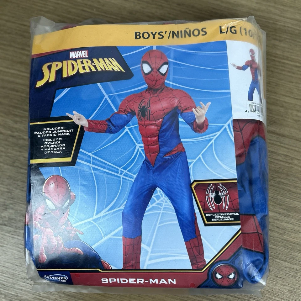 Jazwares Marvel Spider-Man Halloween Costume Boys 10/12 Mask & Jumpsuit