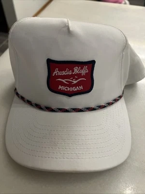Arcadia Bluffs Course Michigan Men’s Golf Hat Cap White Red Patch Rope Imperial - Image 1 of 4
