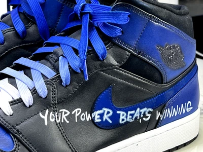 Air Jordan 1 Mid "BLACK RACER BLUE" 2021 (Reverse Custom Air Spray) - Talla 13 Foto 1 de 4