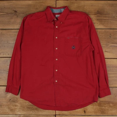 Vintage Bugle Boy Casual Shirt Button L Mens Long Sleeve Red Solid - Image 1 of 4