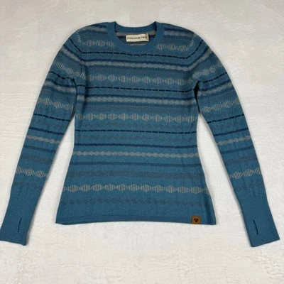 Suéter Obermeyer para mujer mezcla de lana merino azul agujeros para el pulgar talla mediana Foto 1 de 4