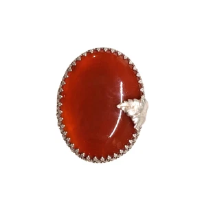 Vintage Sterlingsilber 925 & Karneol Achat oval filigran Anhänger Blatt verziert EUC - Bild 1 von 24