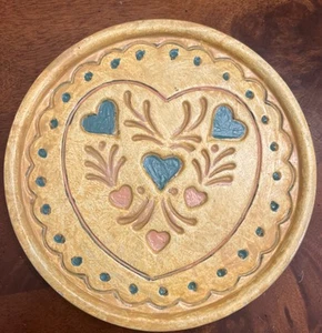 1999 Hermitage Pottery Cookie Mold Painted Hearts- Decorative Use Only Vtg - Picture 1 of 8