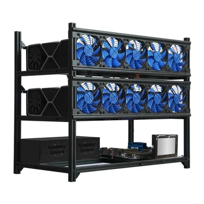 12 GPU Mining Rig Aluminum Stackable Frame - New - Image 1 of 4