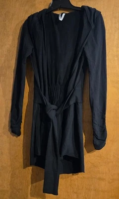 Cárdigan negro Ideology talla S frente abierto tejido con cinturón sudadera con capucha Foto 1 de 3