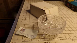Genuine Lead Hand Cut Crystal Over 30% 5" Rose Design 3 foot Bowl Italy. Vetrai - Picture 1 of 8
