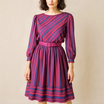 Cinturón de vestir romántico vintage años 80 Nancy Wheeler preppy a rayas cabaña retro 6 Foto 1 de 4