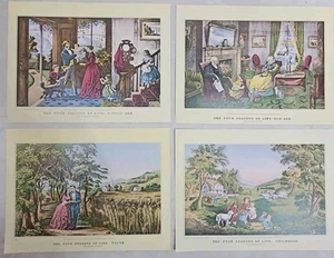Juego de 4 piezas de impresión artística antigua de colección de Currier & Ives 1952 The Four Seasons Of Life Currier & Ives - Imagen 1 de 12