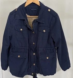 Brandy Melville Women Blue Cotton Sherpa Lined Puffer Jacket size S - Picture 1 of 14