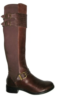 Bota de montar Cole Haan Tennley con hebilla hasta la rodilla de cuero marrón elástico para mujer 7,5B Foto 1 de 4