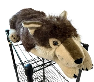Wild Republic Jumbo Brown Timber Wolf Realistic Plush 30" (40" w/ Tail) X-Large - Picture 1 of 12