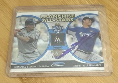 FRANCHISE ALL-STARS Giancarlo Stanton and Jose Fernandez BOWMAN CHROME Jose Auto - Image 1 of 3