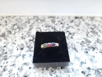 RING  925 SILBER VERG. RUBIN, SAPHIR, SMARAGD - Harry Ivens - Bild 1 von 3