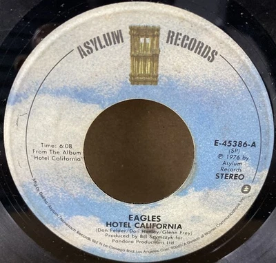 Eagles - Hotel California (7") 45RPM 1976 Asylum Classic Rock VG - Image 1 of 4