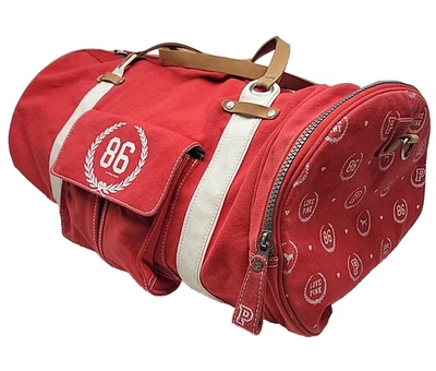 Victoria Secret Duffle Bag Canvas Leather Love Pink 86 Vintage Y2K Beach Tote - Image 1 of 4