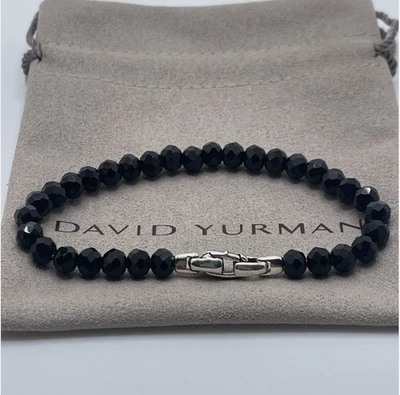 Pulsera David Yurman Plata de Ley 925 Espinela Negra Cuentas Espirituales Foto 1 de 2