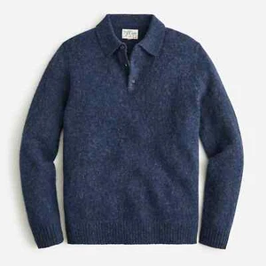 J. CREW Men's Brushed Wool Polo Sweater Heather Heather Pacific Blue - $158 NWT - Picture 1 of 1